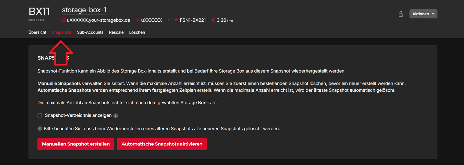 Snapshots erstellen - Hetzner Docs