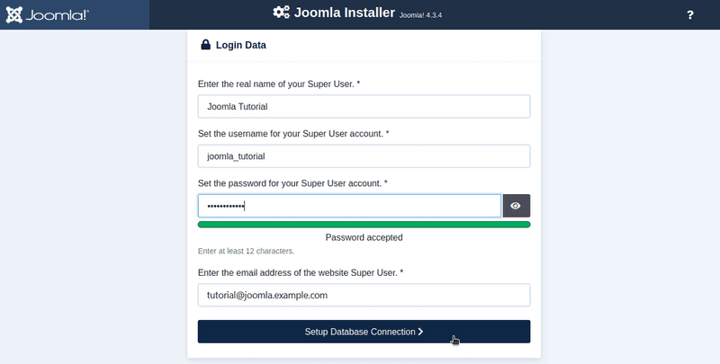 03 Joomla install add user