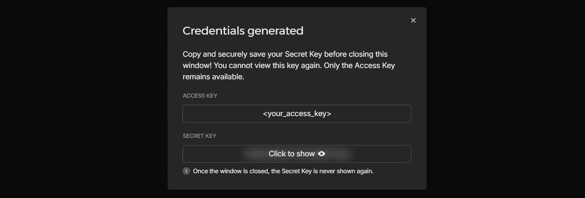 Generating S3 keys - Hetzner Docs
