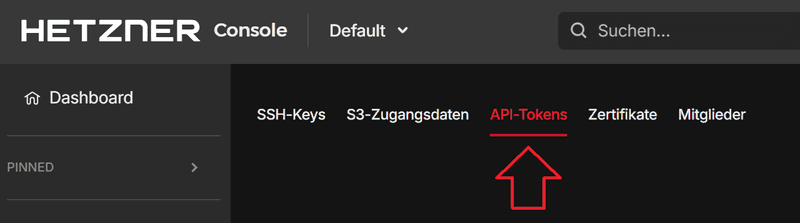 API-Token Menü