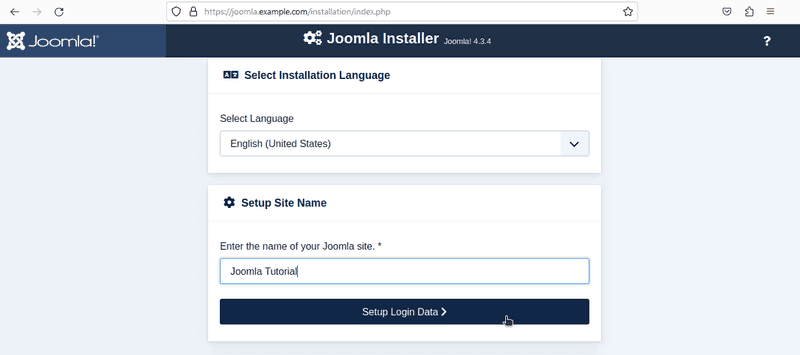 02 Joomla install start