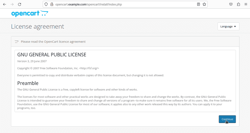 05 OpenCart install license