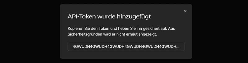 API-Token kopieren