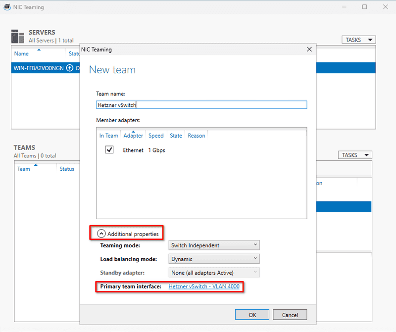 Windows vlan team dialog