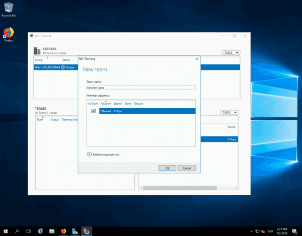 Windows vlan team dialog