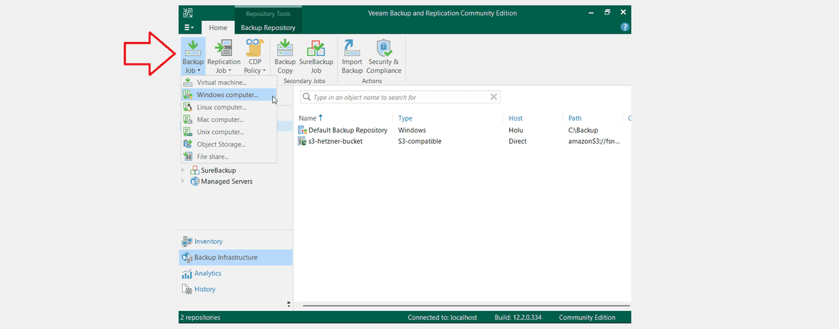 Setting up Veeam - Hetzner Docs