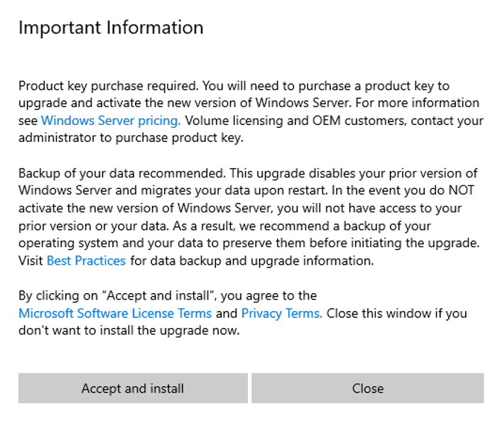 Warning in Windows Update