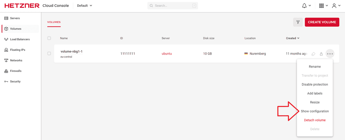 Creating A Volume - Hetzner Docs
