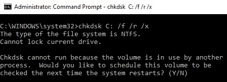 CHKDSK output