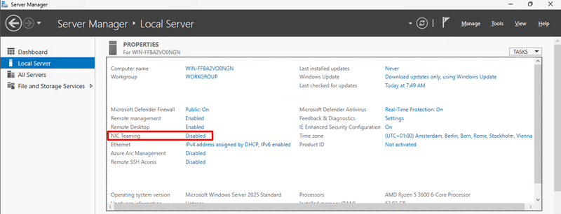 Windows Server Manager UI