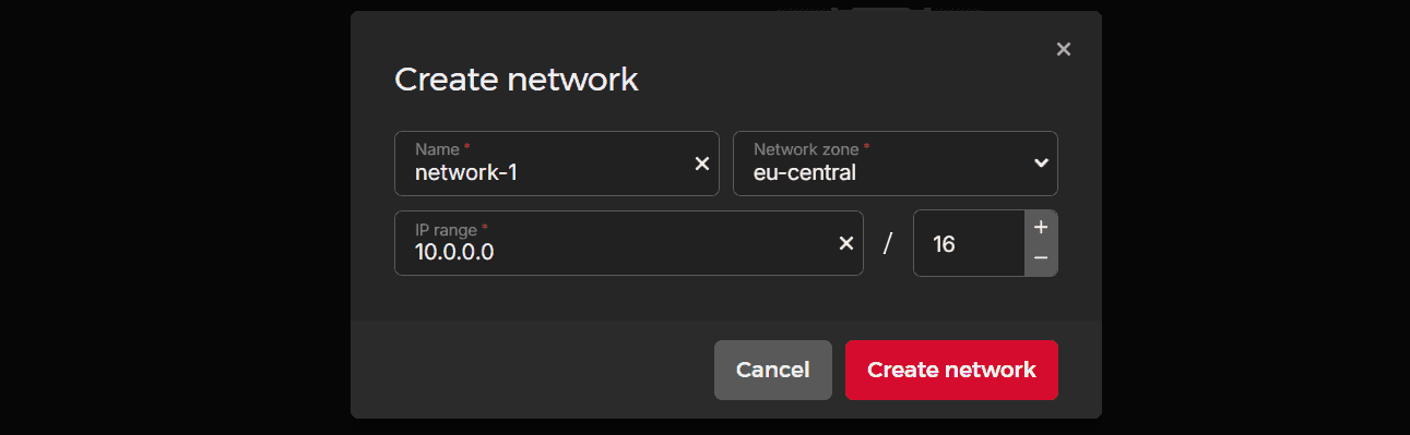Creating a Network - Hetzner Docs